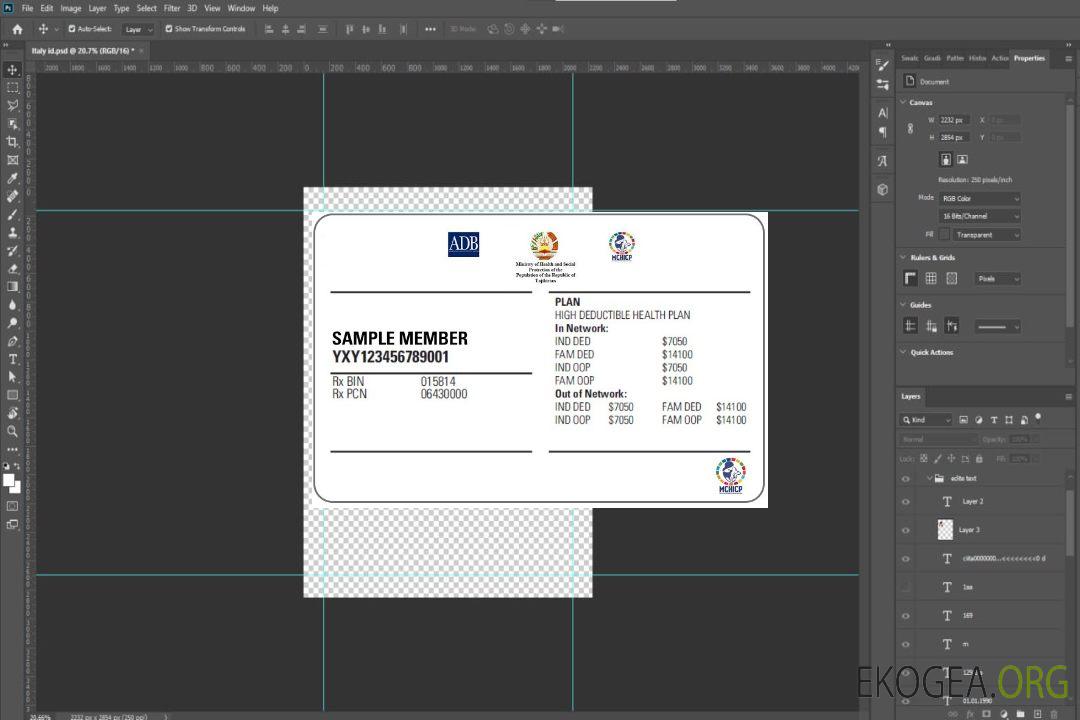 Carte d'assurance maladie du Tadjikistan template